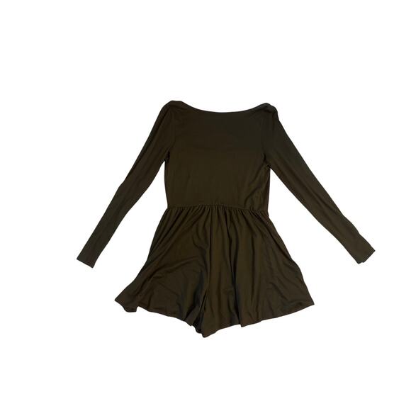 NWT Women M UO Urban Outfitters Brown Long Sleeved Romper Square Neck - Picture 3 of 5